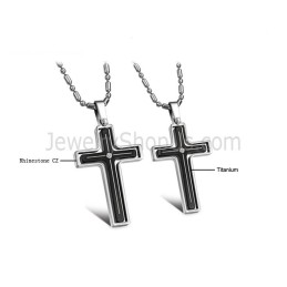 Pendentifs Croix En Titane Avec Strass Et Chaînes Offertes 116