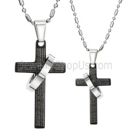 Pendentifs En Titane Noir Avec Croix Et Chaînes Gratuites C287