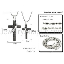 Pendentifs En Titane Noir Avec Croix Et Chaînes Gratuites C287