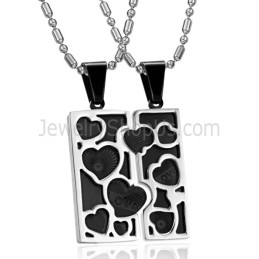 Pendentifs En Titane, Argent Et Noir, Motif « Love Jigsaw Lovers » Avec Chaînes Gratuites C733