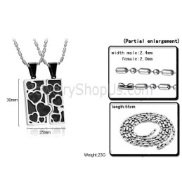 Pendentifs En Titane, Argent Et Noir, Motif « Love Jigsaw Lovers » Avec Chaînes Gratuites C733