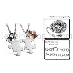 Pendentifs D'Amoureux En Argent Titane « L'Amour Est Toujours Là, Maintenant Et Pour Toujours » Avec Strass Et Chaînes Gratuites