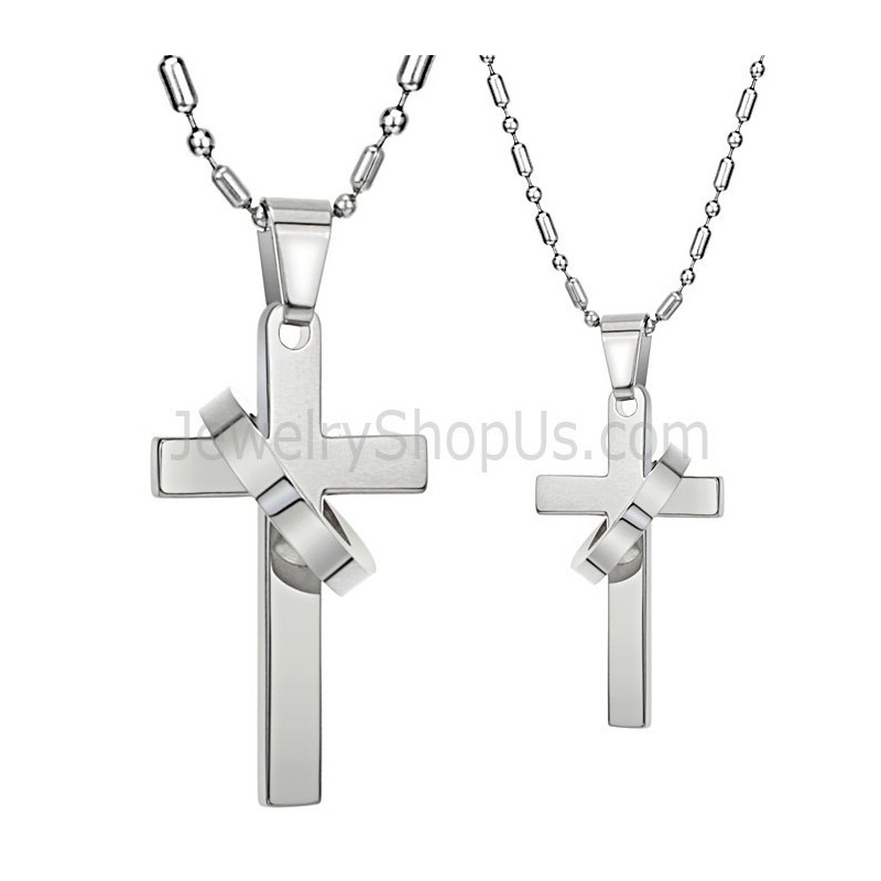 Pendentifs Croix En Titane Et Argent Avec Chaînes Gratuites 136