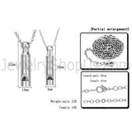 Pendentifs Sifflets D'Amour En Titane Et Argent Avec Chaînes Gratuites 205