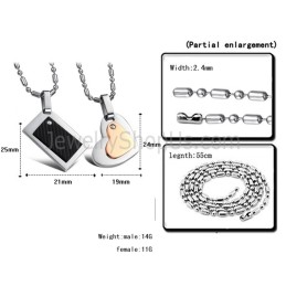 Pendentifs En Titane Noir Rectangulaire Et Or Rose Avec Chaîne Offerte C601