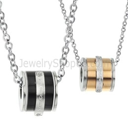 Pendentifs Cylindriques En Titane, Or Rose Et Noir, Avec Strass Et Chaînes Offertes 207