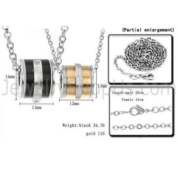 Pendentifs Cylindriques En Titane, Or Rose Et Noir, Avec Strass Et Chaînes Offertes 207