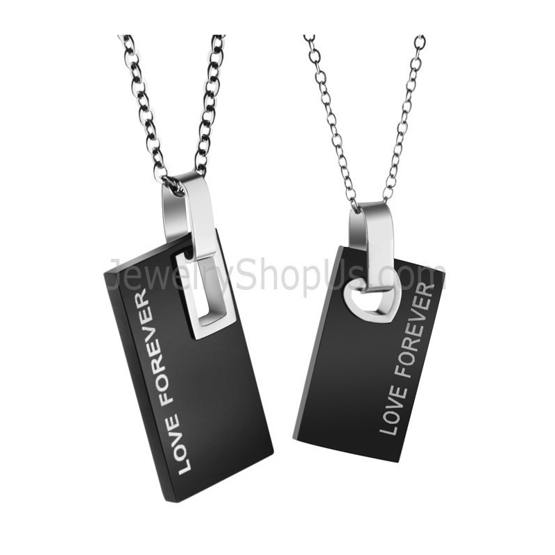 Pendentifs Rectangulaires Noirs En Titane Pour Amoureux Avec Chaînes Gratuites 291