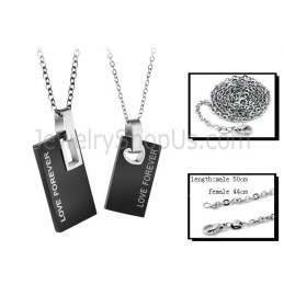 Pendentifs Rectangulaires Noirs En Titane Pour Amoureux Avec Chaînes Gratuites 291