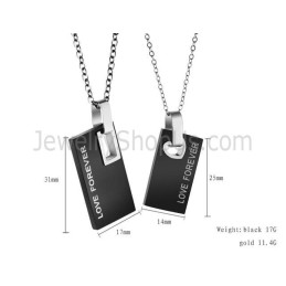 Pendentifs Rectangulaires Noirs En Titane Pour Amoureux Avec Chaînes Gratuites 291