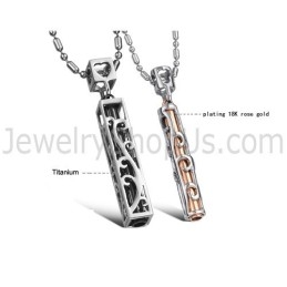 Pendentifs Creux En Titane Noir Et Or Rose Avec Chaînes Gratuites C609