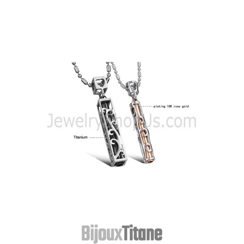 Pendentifs Creux En Titane Noir Et Or Rose Avec Chaînes Gratuites C609 Pendentifs Creux En Titane Noir Et Or Rose Avec Chaînes Gratuites C609