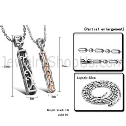 Pendentifs Creux En Titane Noir Et Or Rose Avec Chaînes Gratuites C609