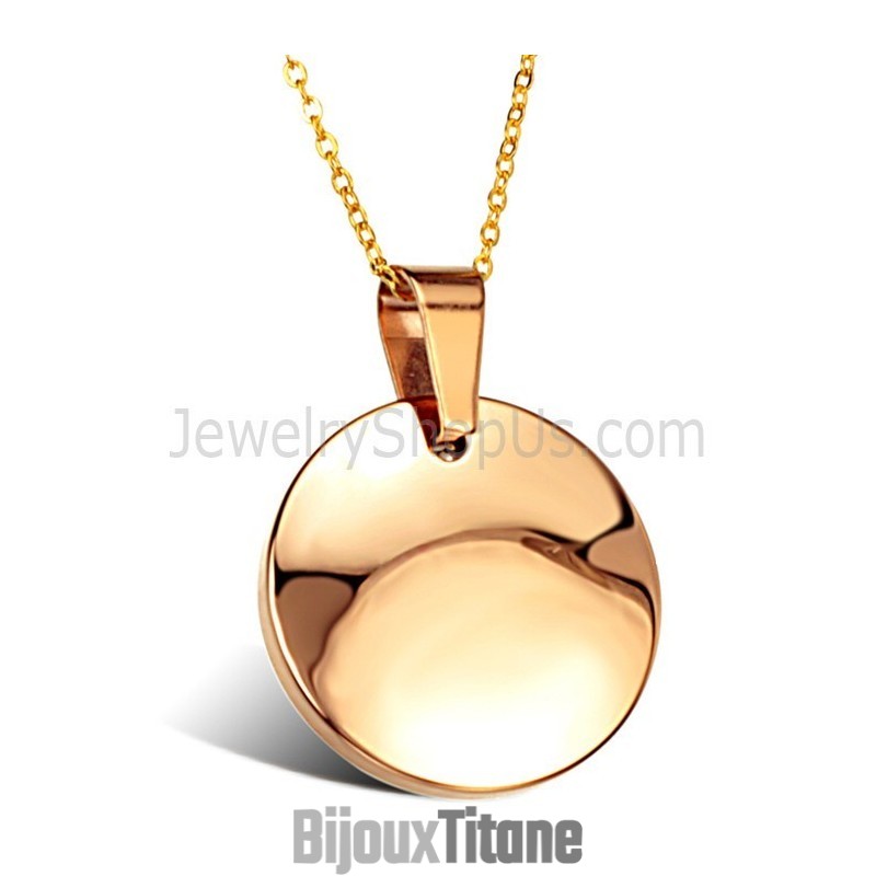 Pendentif En Tungstène Poli Or Rose Wx720