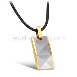 Pendentif En Tungstène Et Argent, Design Complexe À Multiples Facettes, Plaqué Or 18 Carats C630