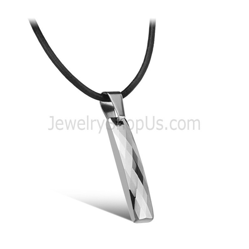 Pendentif Rectangulaire En Tungstène Poli Pour Homme C631