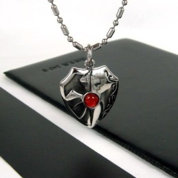 Collier Avec Pendentif En Agate Rouge Véritable Et Titane Pur, Cadeau 4596