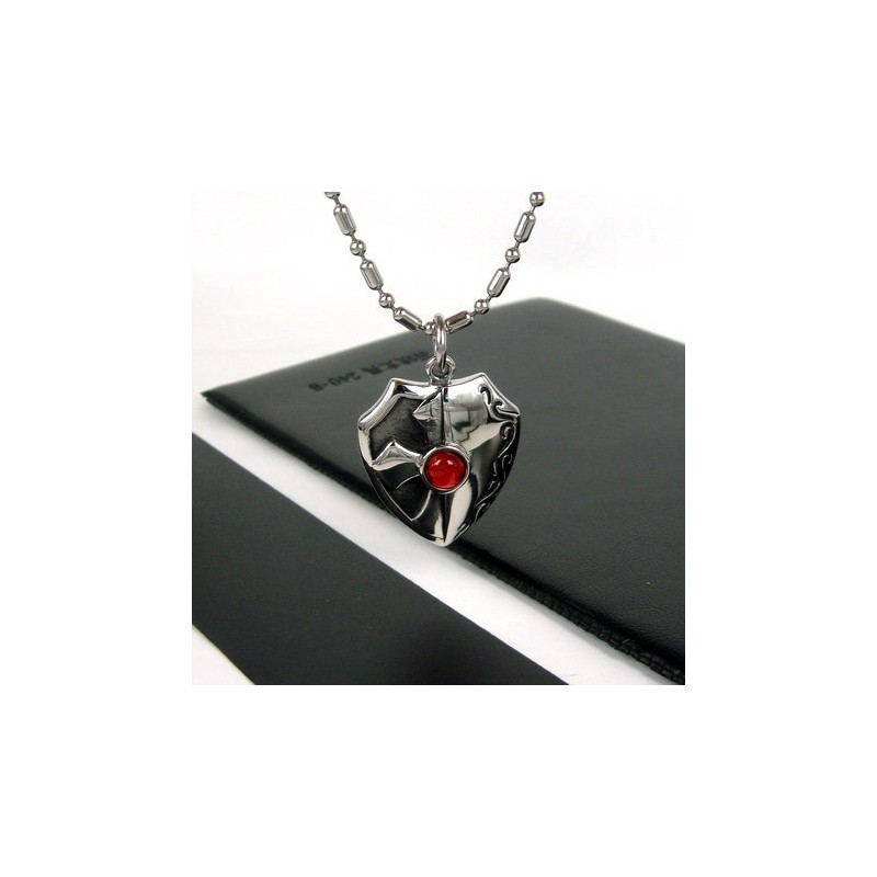 Collier Avec Pendentif En Agate Rouge Véritable Et Titane Pur, Cadeau 4596 Collier Avec Pendentif En Agate Rouge Véritable Et Titane Pur, Cadeau 4596