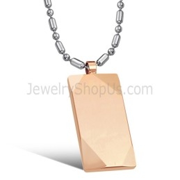 Pendentif En Tungstène Poli Or Rose C638