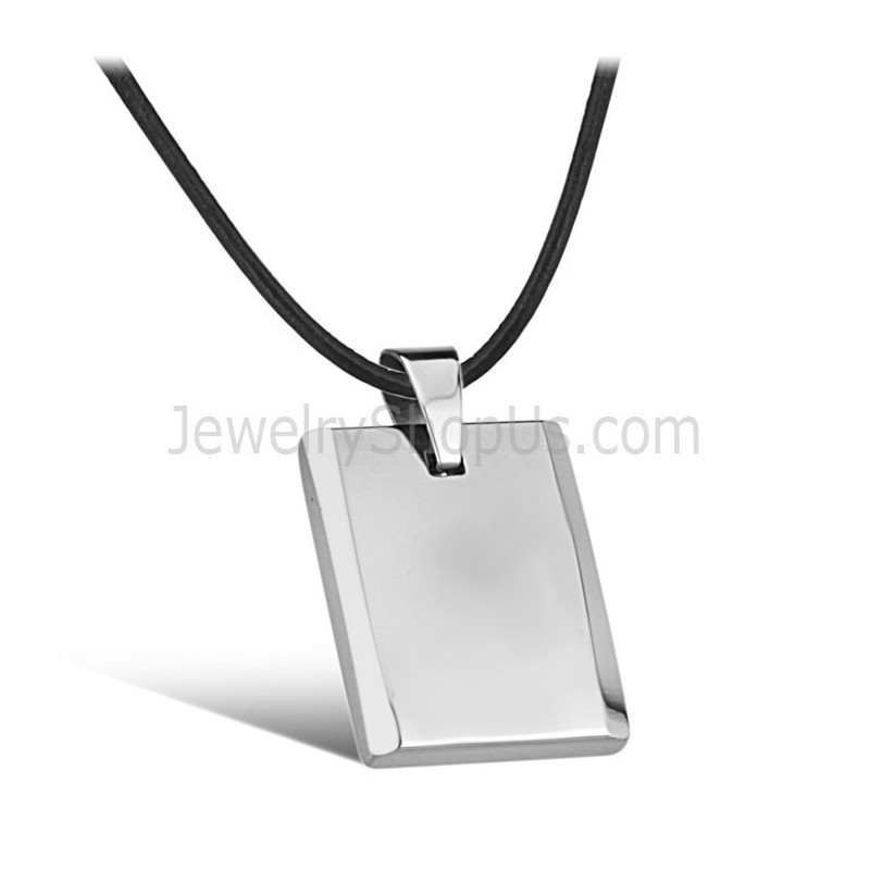 Pendentif Carré En Tungstène Poli C635 Pendentif Carré En Tungstène Poli C635