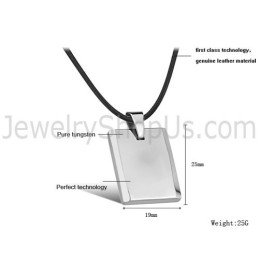Pendentif Carré En Tungstène Poli C635