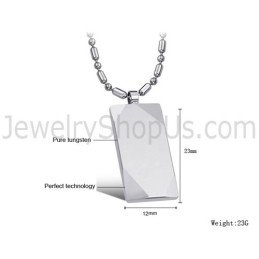 Pendentif Rectangulaire En Tungstène Et Argent C638