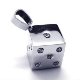 Collier Pendentif En Titane Pur Avec Pierres Précieuses Et Dés Pour Homme