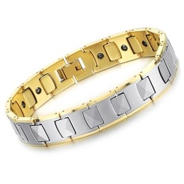 Bracelet De Santé Énergétique Magnétique En Tungstène Poli, Plantation, Or 18 Carats C940