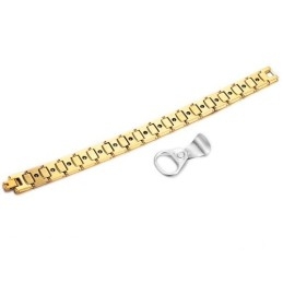 Bracelet De Santé Énergétique Magnétique En Tungstène Poli, Plantation, Or 18 Carats C940