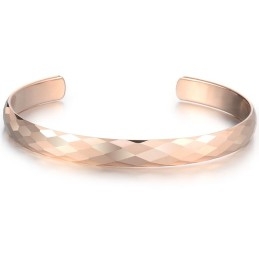 Bracelet Jonc En Tungstène Et Or Rose Poli C895