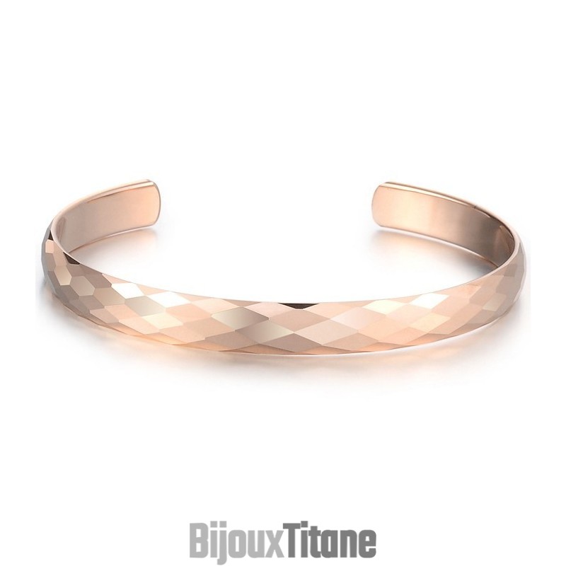 Bracelet Jonc En Tungstène Et Or Rose Poli C895 Bracelet Jonc En Tungstène Et Or Rose Poli C895