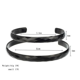 Bracelets Couple En Tungstène Noir Poli C896