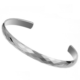 Bracelet Jonc En Tungstène Et Argent Poli C897