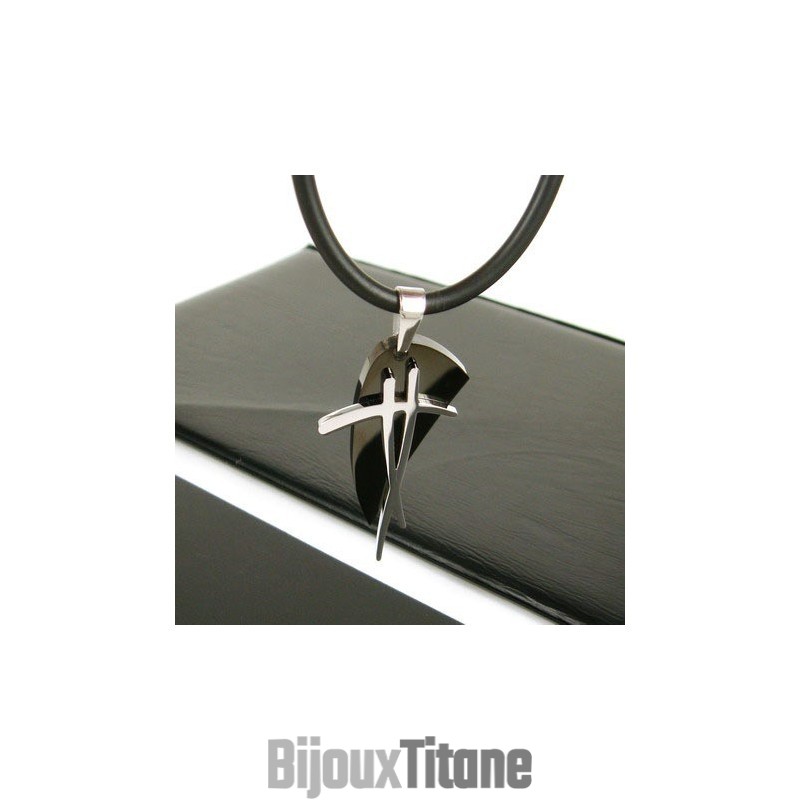 Collier Pendentif En Acier Titane Avec Symbole Noir Sutra Man