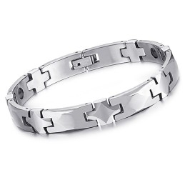 Bracelet En Tungstène Poli Et Sain Avec Pierre Magnétique Énergétique C938