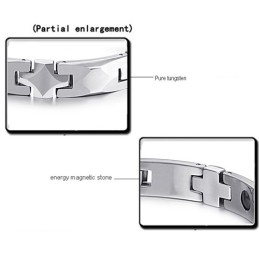 Bracelet En Tungstène Poli Et Sain Avec Pierre Magnétique Énergétique C938