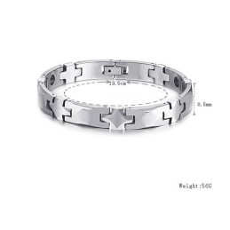 Bracelet En Tungstène Poli Et Sain Avec Pierre Magnétique Énergétique C938