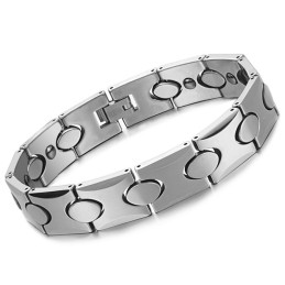 Bracelet En Argent Tungstène Avec Pierre Magnétique Énergétique C944