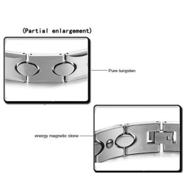 Bracelet En Argent Tungstène Avec Pierre Magnétique Énergétique C944