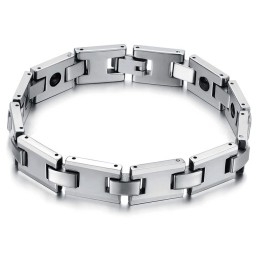 Bracelet De Santé Magnétique En Tungstène Et Argent H-Link C748
