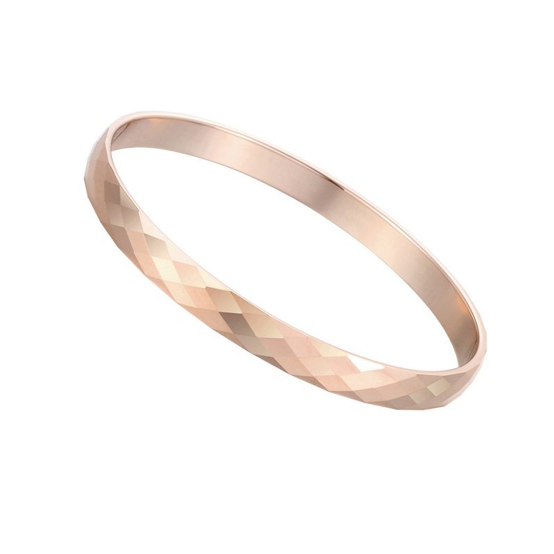 Bracelet Jonc En Tungstène Et Or Rose Poli C892