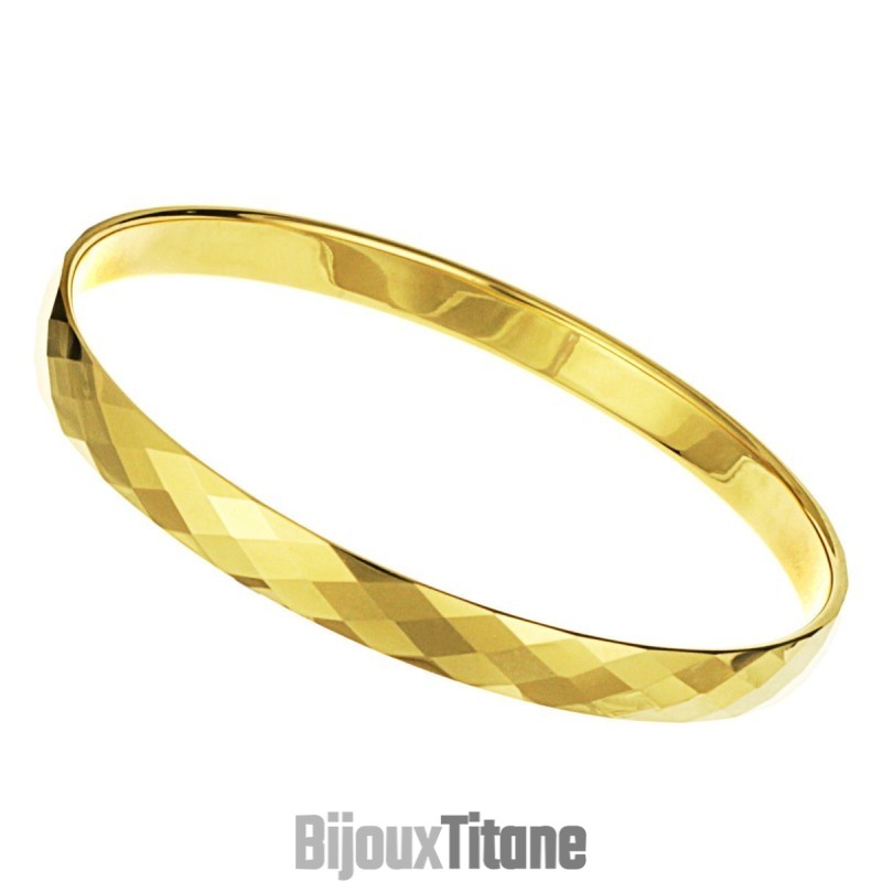 Bracelet Jonc En Tungstène Doré À Multiples Facettes C887