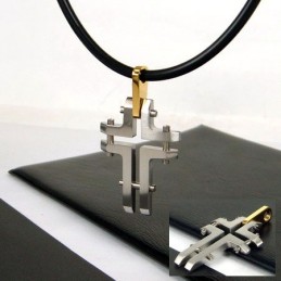 Collier Pendentif Croix Homme Unique En Acier Titane