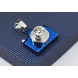 Collier En Titane Pur Avec Appareil Photo Bleu Pour Homme, Chaîne Gratuite
