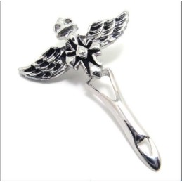 Collier Avec Pendentif Croix En Forme D'Aile D'Ange En Acier Titane Pour Homme