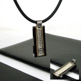 Collier Pendentif En Acier Titane Avec Bande De Glyphes Unique Pour Homme Cool