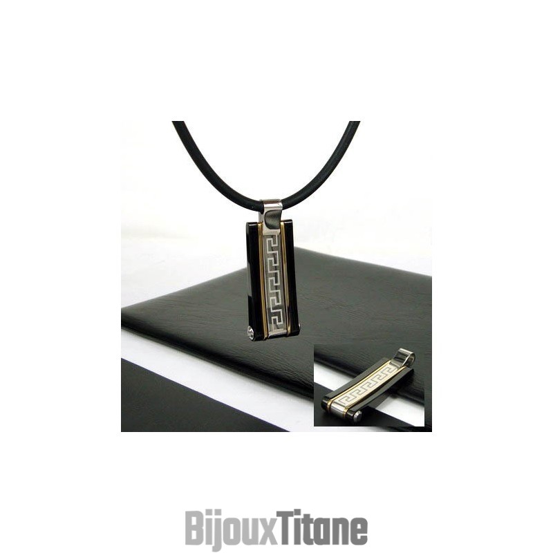 Collier Pendentif En Acier Titane Avec Bande De Glyphes Unique Pour Homme Cool