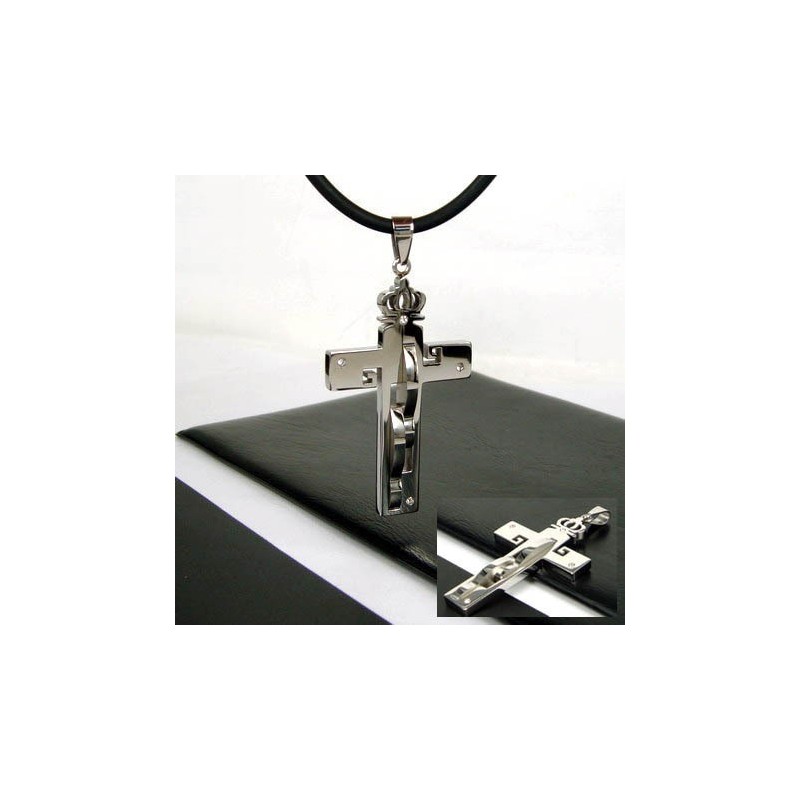 Pendentif En Acier Titane Avec Croix Et Couronne Pour Homme Noble Pendentif En Acier Titane Avec Croix Et Couronne Pour Homme Noble