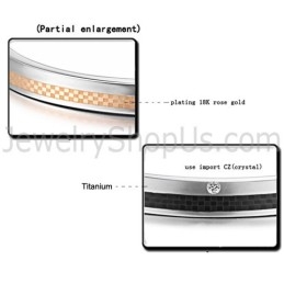 Bracelets Couple En Or Rose Et Grille Noire Avec Strass C746