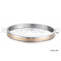 Bracelets Couple En Or Rose Et Grille Noire Avec Strass C746